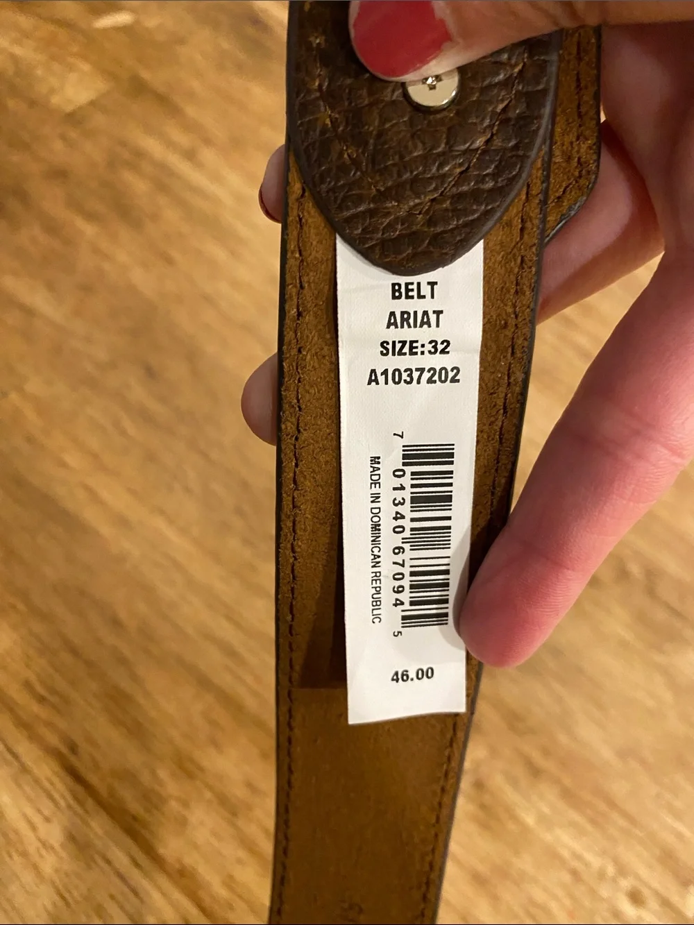 Ariat Men's Brown Leather Belt with Contrast Stitching size 32